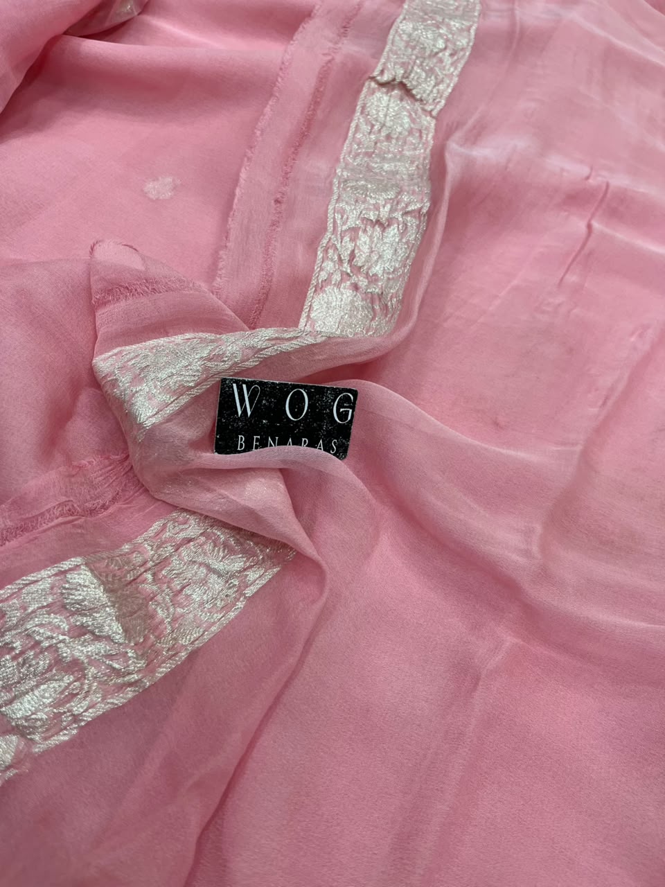 BLUSH PINK HANDWOVEN KHADDI CHIFFON SAREE