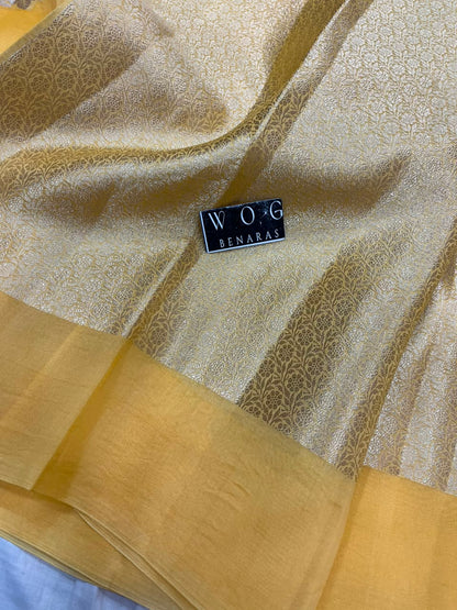 LEMON YELLOW PURE KORA SILK SAREE