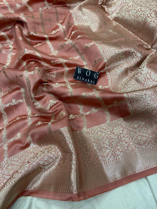 COPPER SHADE PURE CHINIYA SILK SAREE