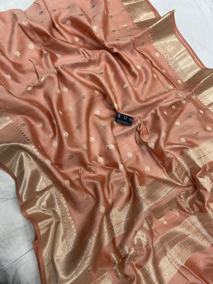 COPPER SHADE PURE CHINIYA SILK BUTI SAREE