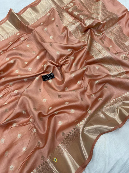 COPPER SHADE PURE CHINIYA SILK BUTI SAREE