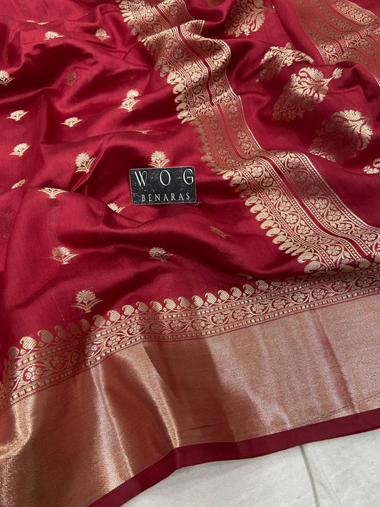 MEHROON PURE CHINIYA SILK BUTI SAREE