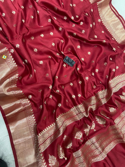 MEHROON PURE CHINIYA SILK BUTI SAREE