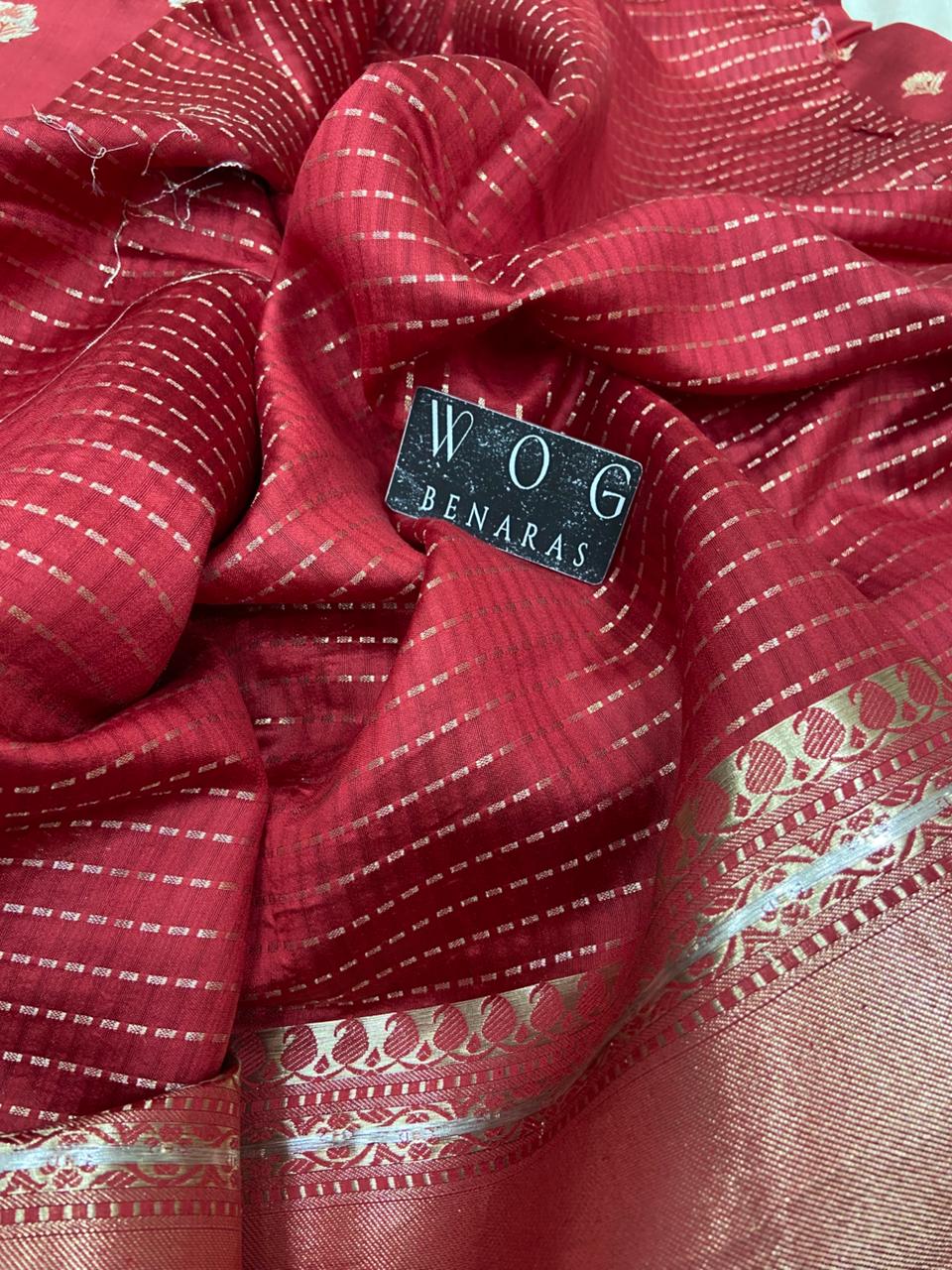 MEHROON PURE CHINIYA SILK BUTI SAREE