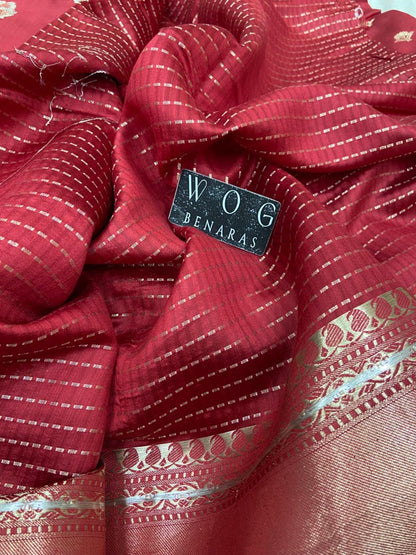 MEHROON PURE CHINIYA SILK BUTI SAREE