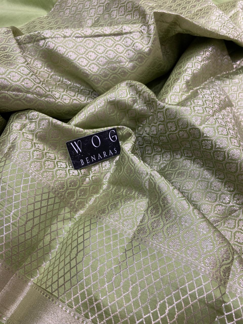 LIGHT PISTA PURE CHINIYA SILK SAREE