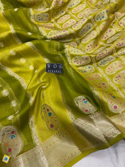 DHANI YELLOW PURE CHINIYA SILK SAREE