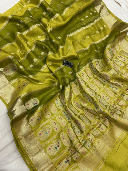 DHANI YELLOW PURE CHINIYA SILK SAREE