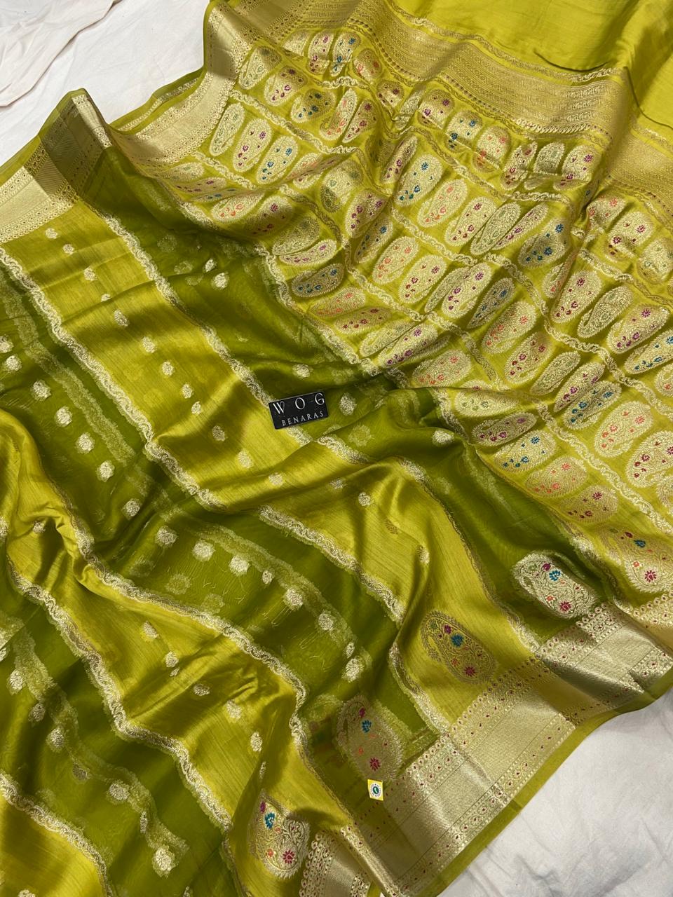 DHANI YELLOW PURE CHINIYA SILK SAREE