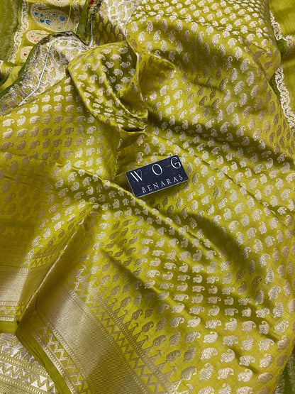 DHANI YELLOW PURE CHINIYA SILK SAREE