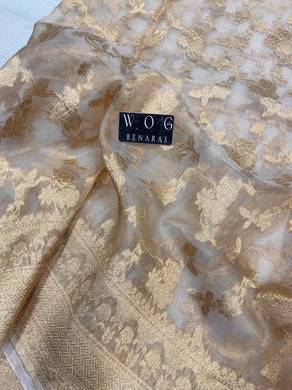 GOLDEN PURE IKTARA TISSUE SILK SAREE