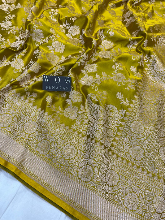 Mashru Jall Saree In Dhani Colour