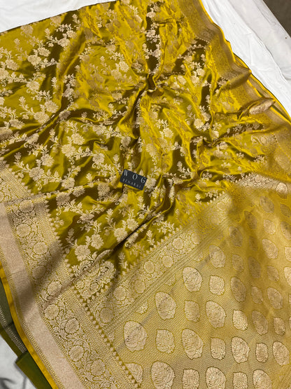 Mashru Jall Saree In Dhani Colour