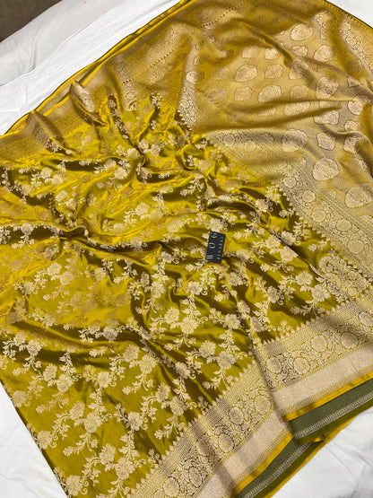 Mashru Jall Saree In Dhani Colour