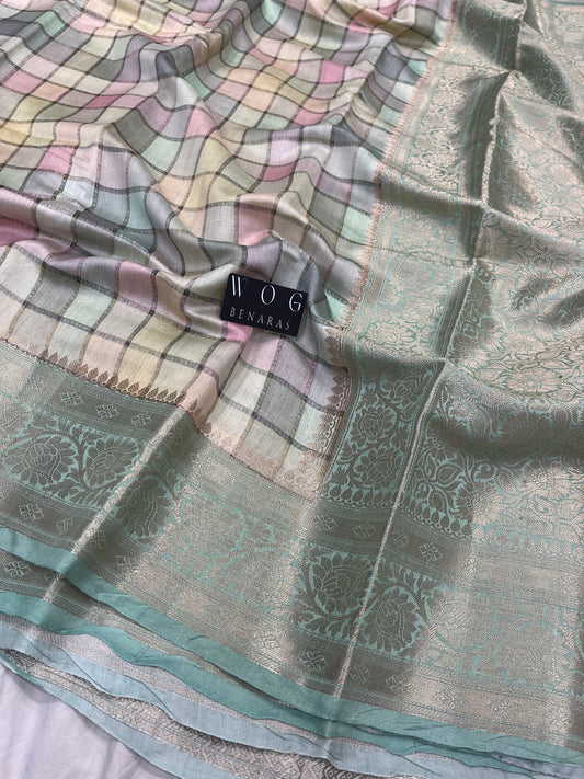 Pure Chiniya Silk Multicolour Saree