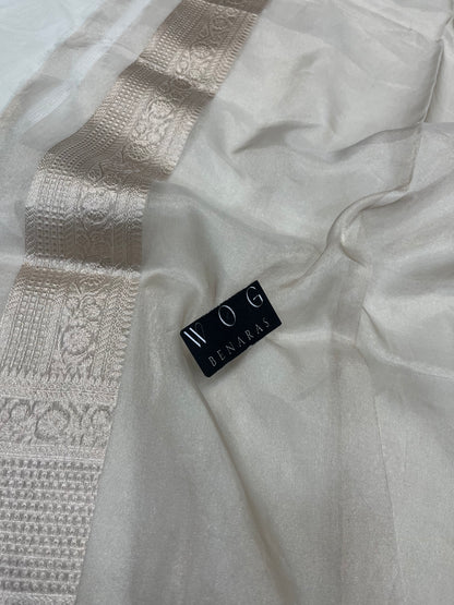 Pure Tissue Meenakari jall In Natural Shade