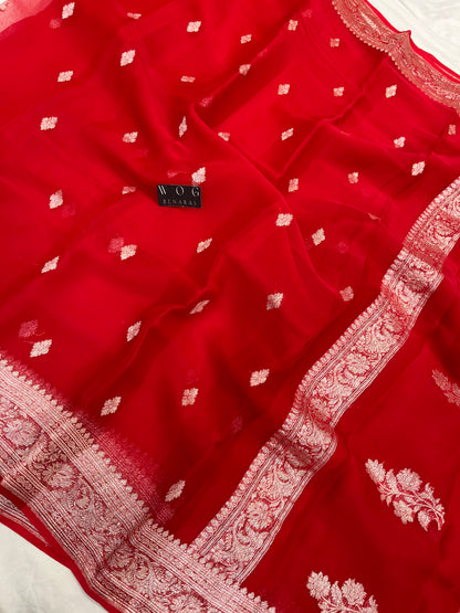 Pure Khaddi Chiffon In Red