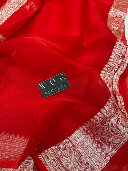 Pure Khaddi Chiffon In Red