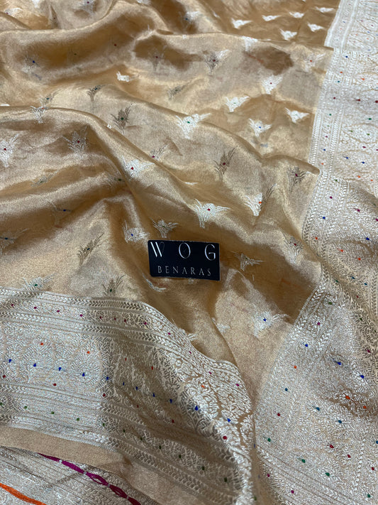 Pure Tissue Tilfi Buti In Natural Tussar colour