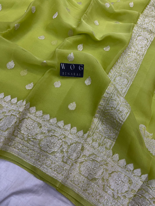 Pure Khaddi Chiffon In Pista Colour