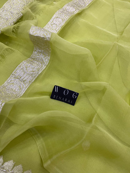 Pure Khaddi Chiffon In Pista Colour
