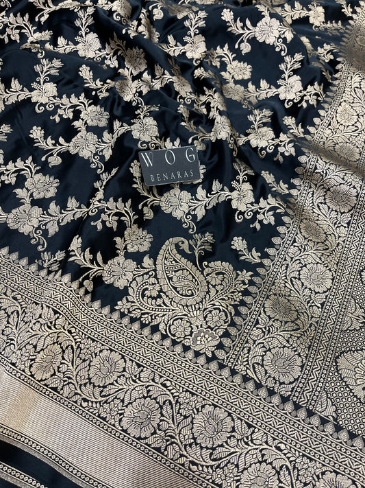 Mashru Jall Saree In Black