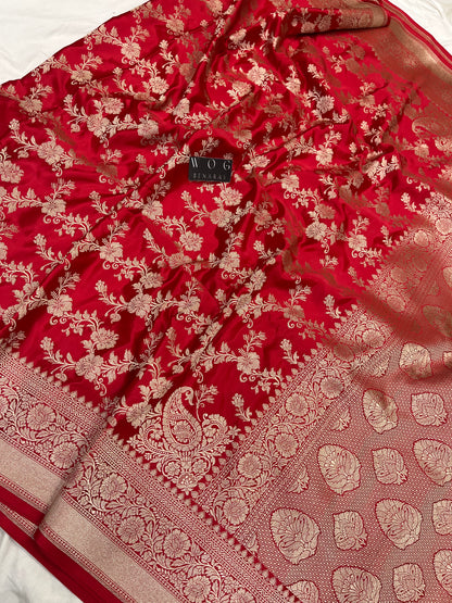 Mashru Jall Saree In Red