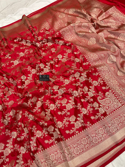 Mashru Jall Saree In Red