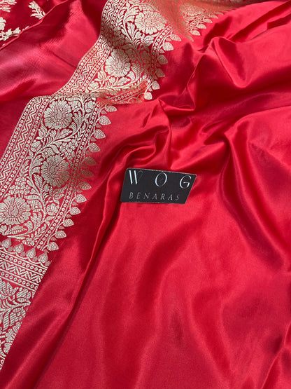 Mashru Jall Saree In Red