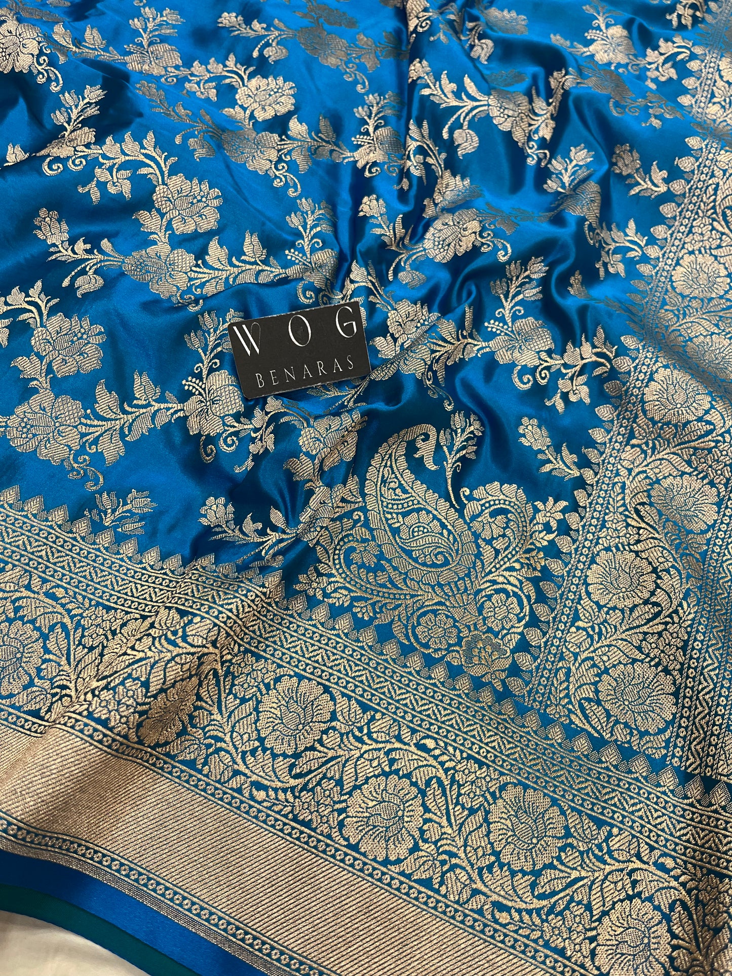 Mashru Jall Saree In Electric Blue