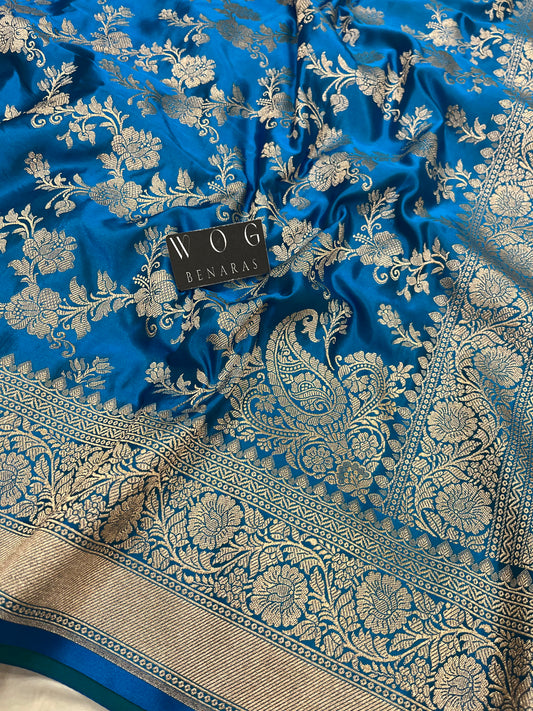 Mashru Jall Saree In Electric Blue