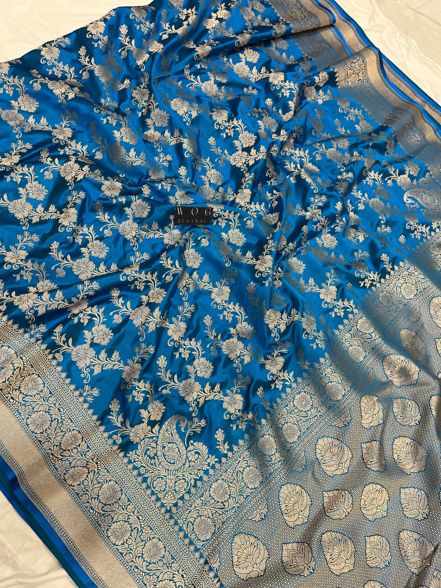Mashru Jall Saree In Electric Blue