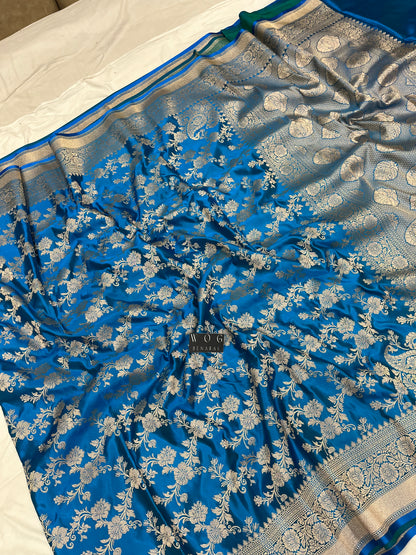 Mashru Jall Saree In Electric Blue