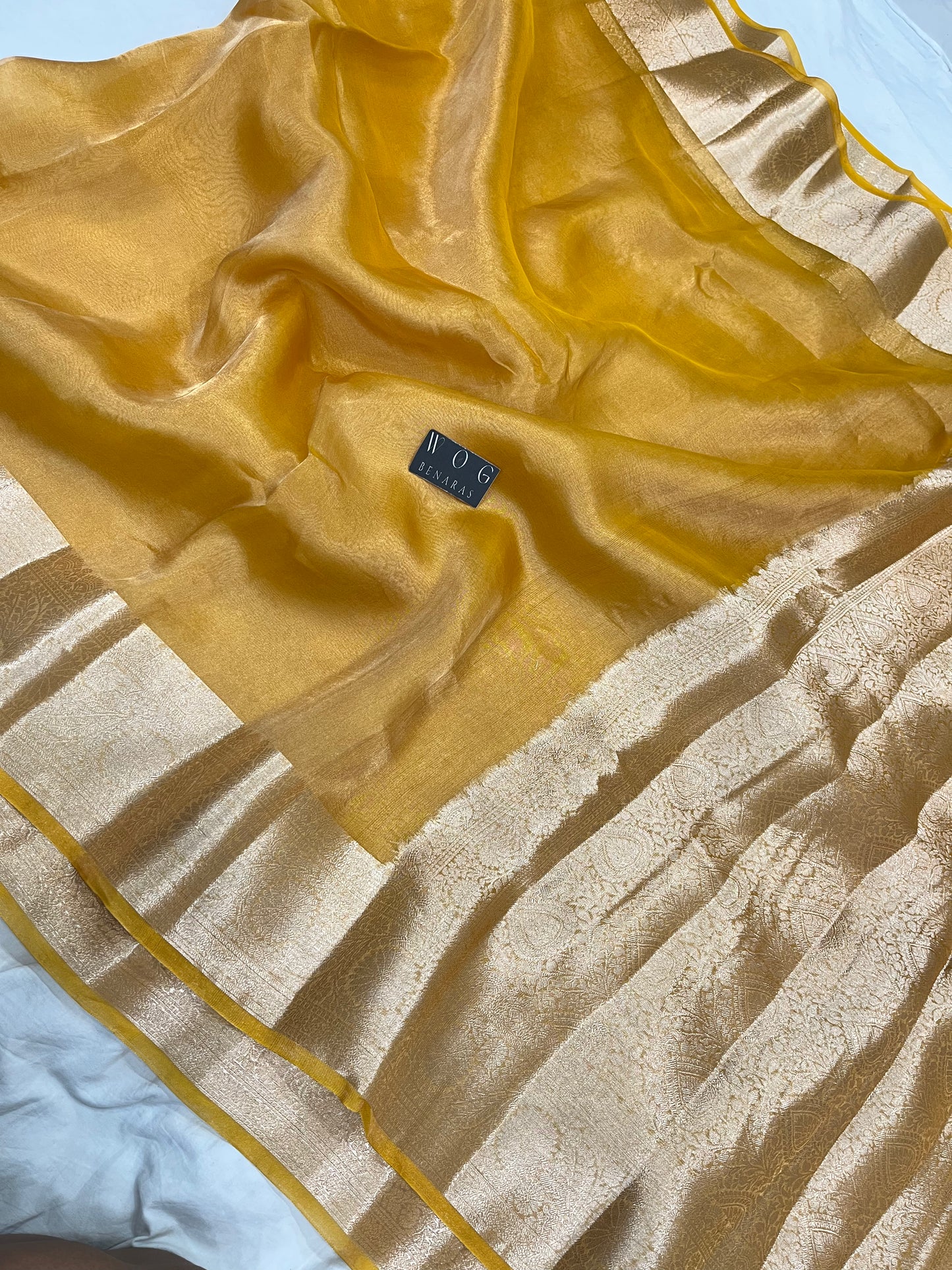 Pure Tissue Silk In Golden Shade