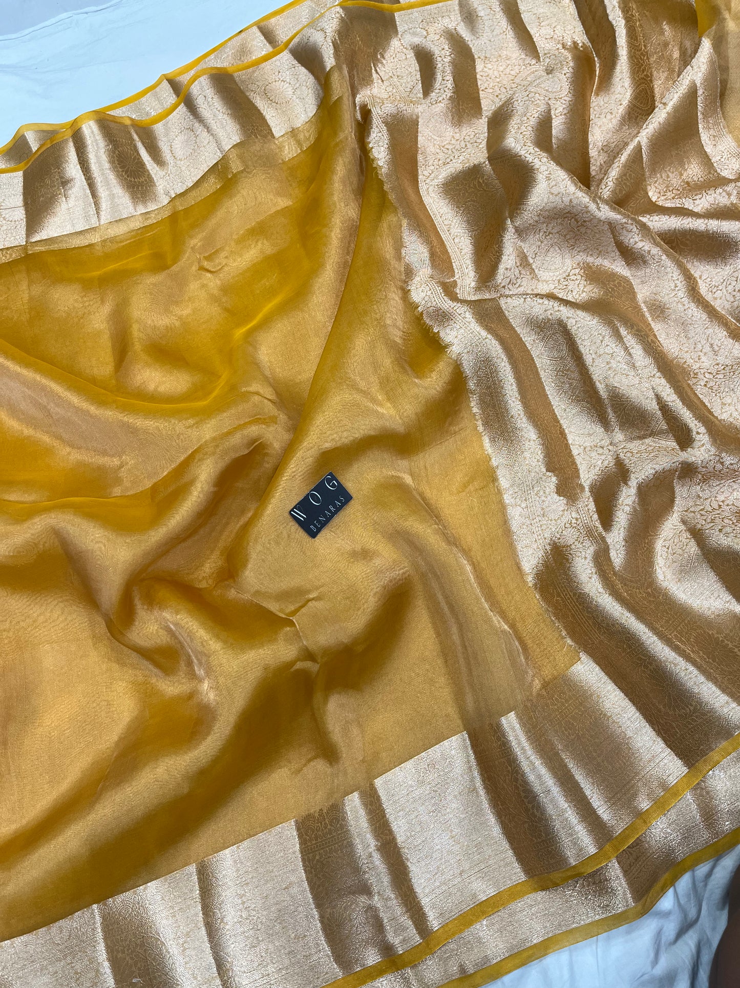 Pure Tissue Silk In Golden Shade