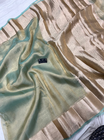 Pure Tissue Silk In Aqua Blue Shade