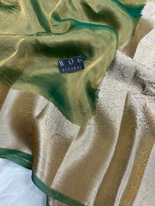 Pure Tissue Silk In Green Shade