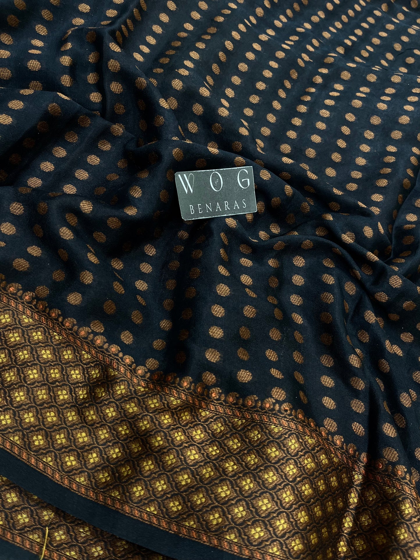 Pure Crep Meenakari Jall In Black