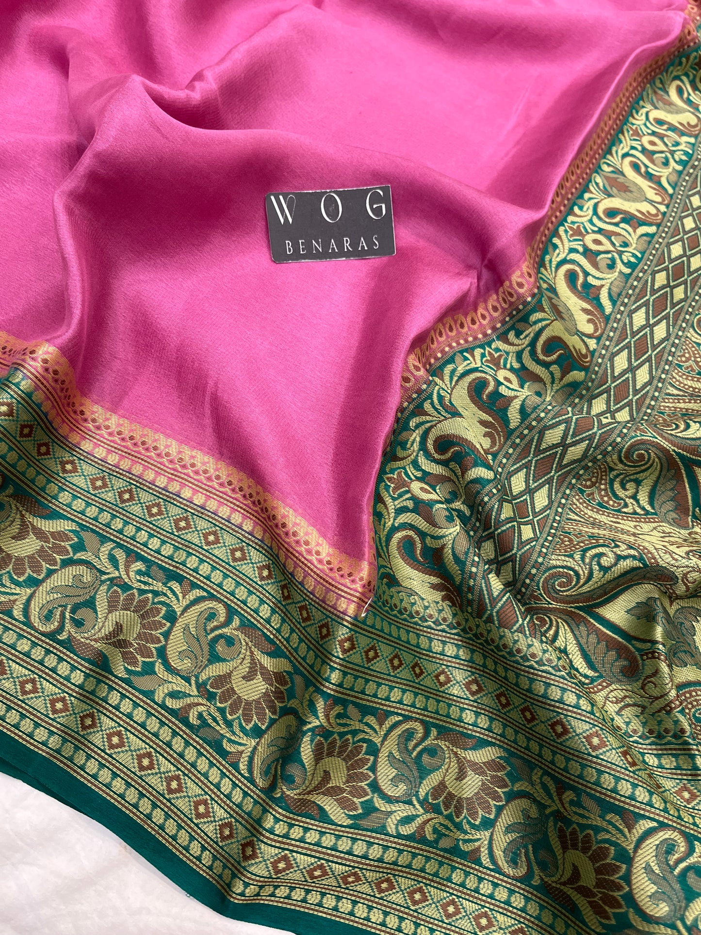 Pure Crep Silk In Gazari and Rama Green