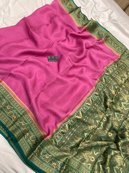 Pure Crep Silk In Gazari and Rama Green