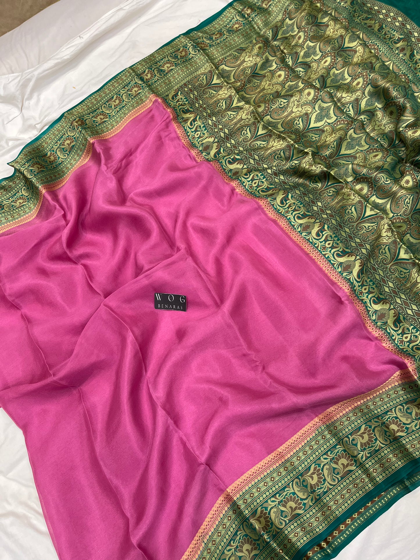 Pure Crep Silk In Gazari and Rama Green