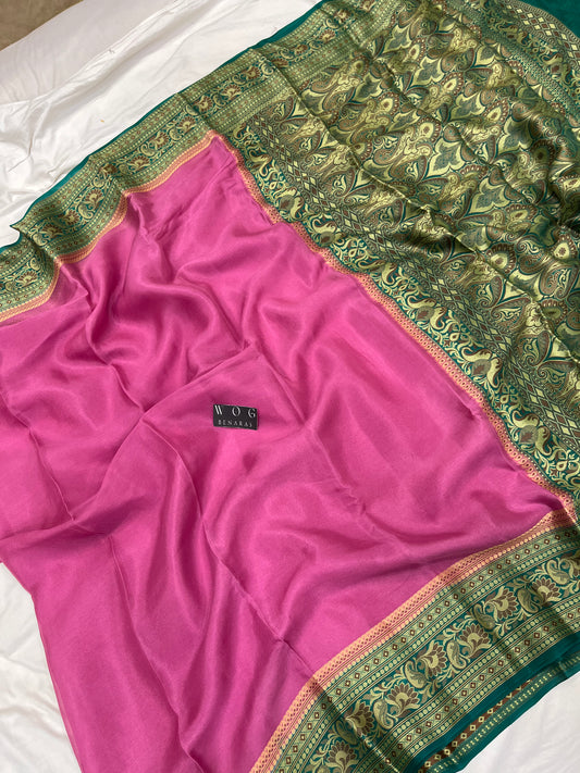 Pure Crep Silk In Gazari and Rama Green