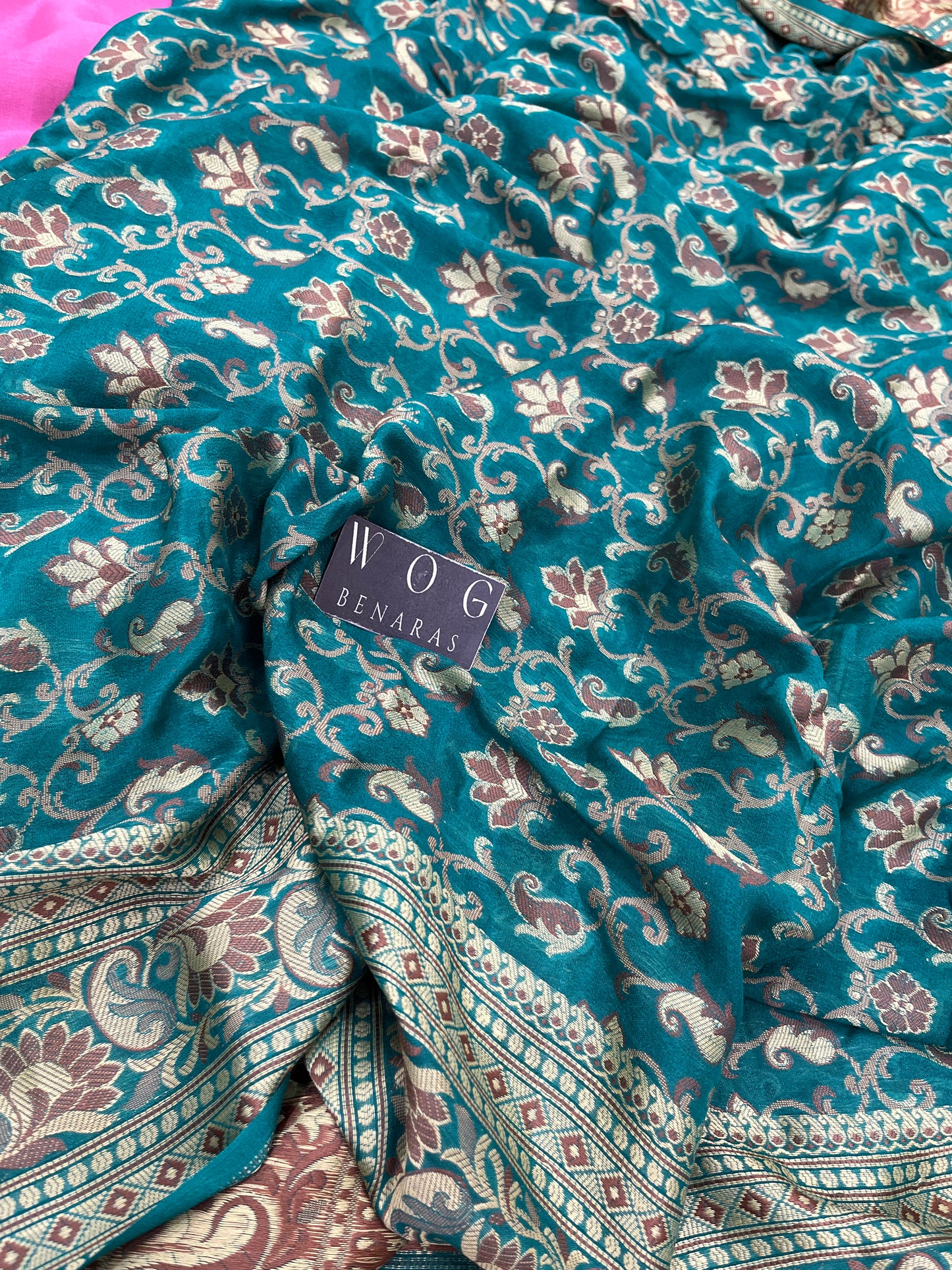 Pure Crep Silk In Gazari and Rama Green