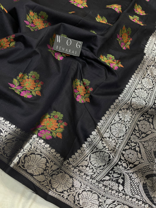 Pure Chiniya Pashmina Buta in Black