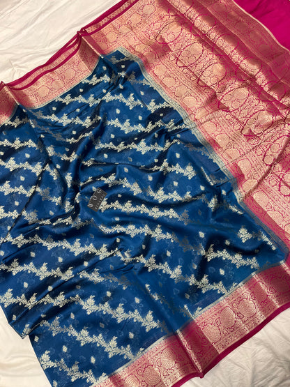 Pure Dupiyan Silk In German Blue