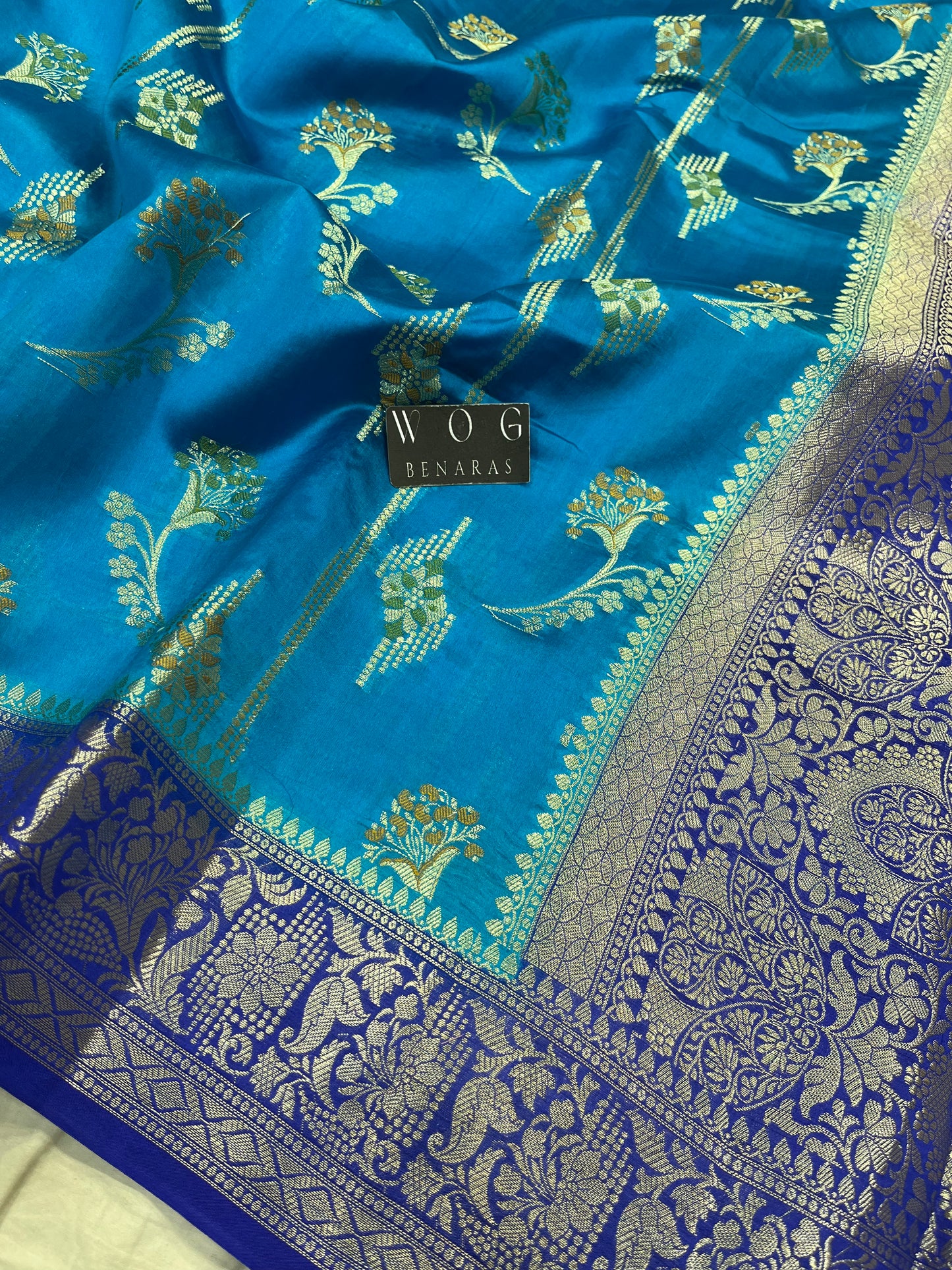 Pure Dupiyan Meenakari Buta In Blue