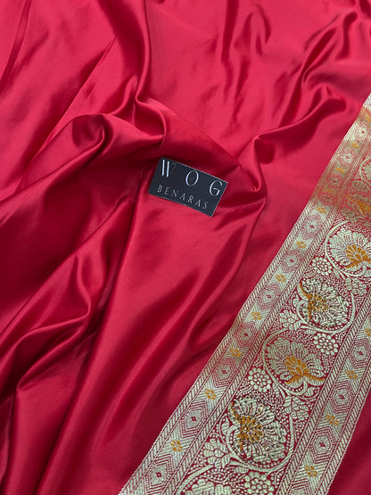 A Bridal Red Banarasi Meenakari jall with Handwork