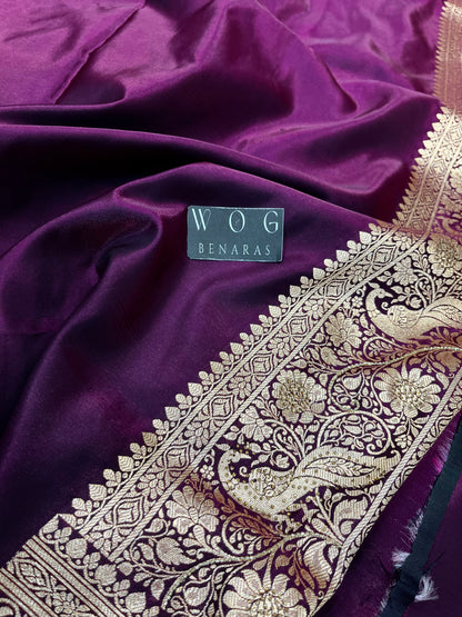 A Bridal Purple Banarasi Mayur Jall Saree with Handwork