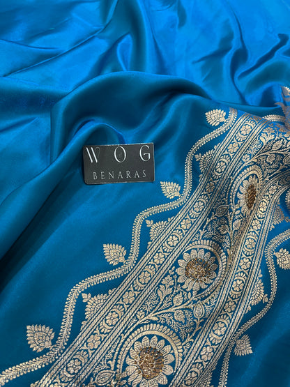 A Bridal Blue Banarasi Kadua jall Saree with Handwork