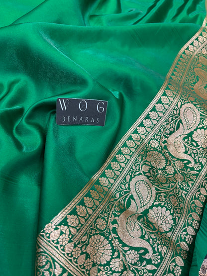 A Bridal Mehroon Banarasi Mayur Ada with Handwork